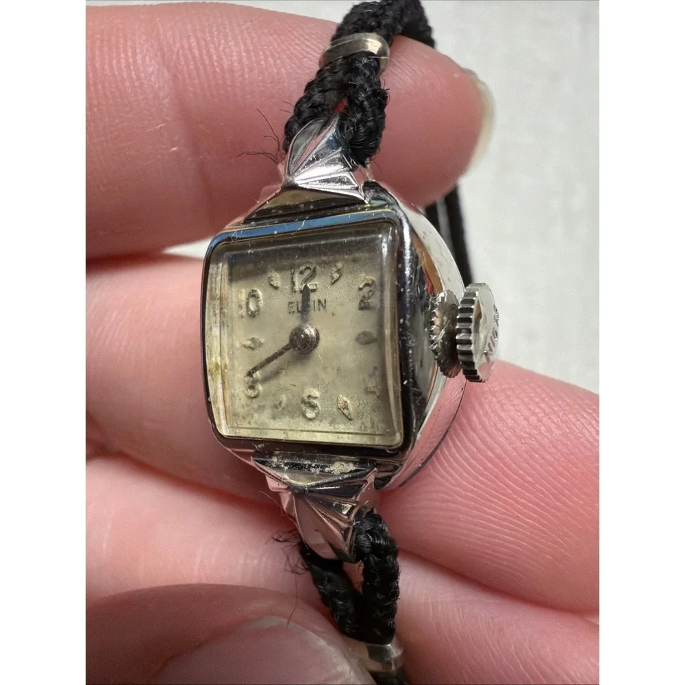 Broken Vintage Elgin Art Deco Tank Watch Lot Cocktail Ladies - For Parts